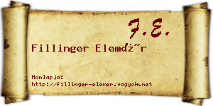 Fillinger Elemér névjegykártya