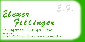 elemer fillinger business card